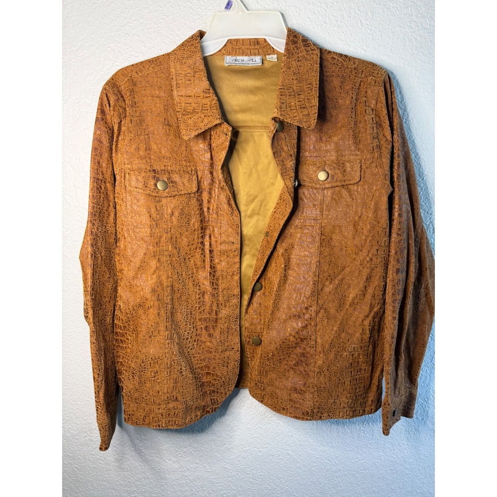 Croc Embossed Arch Hill Jacket Womens Medium Brown Excellent